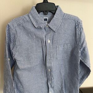 Janie and Jack Blue and White Striped Button Down Shirt